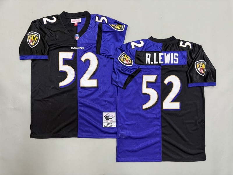 Men 2025 Baltimore Ravens #52 R.Lewis black purple Throwback Limited NFL Jersey style 001->baltimore ravens->NFL Jersey